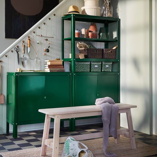 Стеллаж с 1 шкафчиком, зеленый 80x37x161 см IKEA KOLBJÖRN КОЛЬБЬЁРН 493.175.59 - фото 7