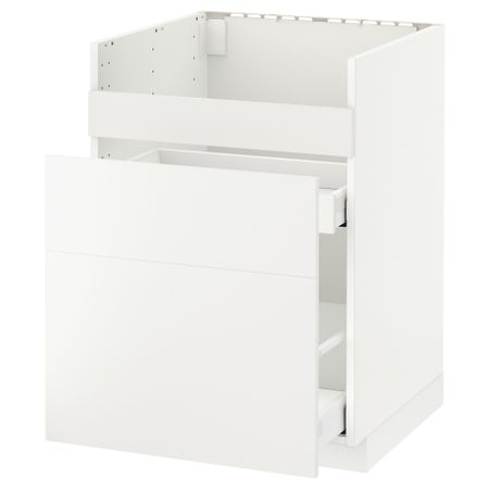Напольный шкаф под мойку ДУМШЁ, 3 фасада, 2 ящика МЕТОД / МАКСИМЕРА, белый, Хэггеби белый