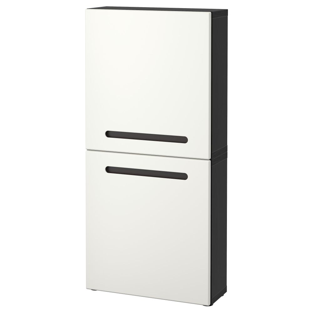 Навесной шкаф с 2 дверями БЕСТО, Марвикен черно-коричневый (60x20x128 см) - схема-чертеж с размерами