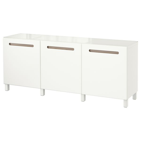 Комбинация для хранения с дверцами БЕСТО, белый, Марвикен белый (180x40x74 см) - фото 1