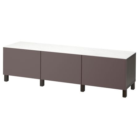 Комбинация для хранения с ящиками БЕСТО, черно-коричневый, Вальвикен темно-коричневый (180x42x48 см)