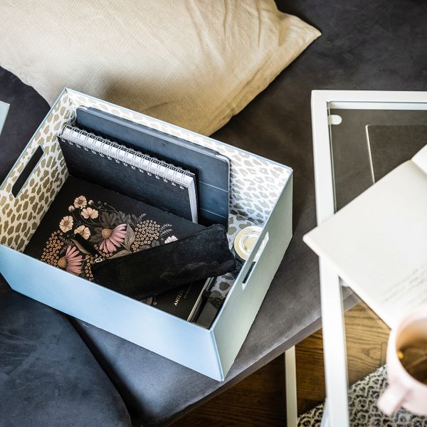 Коробка с крышкой, синий 25x35x20 см IKEA TJENA ТЬЕНА 804.953.61 - схема-чертеж с размерами