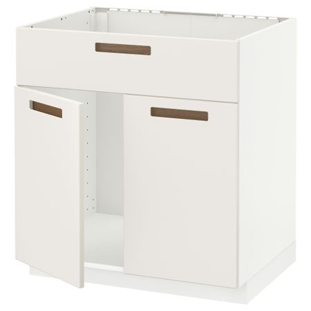 Напольный шкаф под мойку 2 дверцы/фронтальных панели МЕТОД, белый, Мэрста белый (80x60 см)