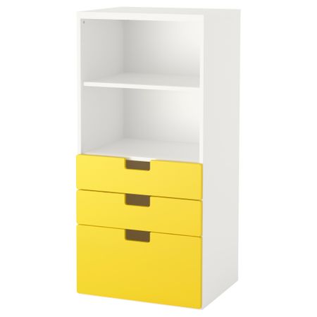 Комбинация для хранения с ящиками СТУВА, белый, желтый (60x50x128 см)