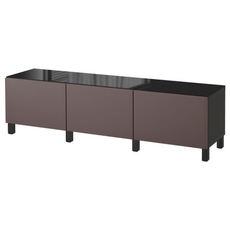 Комбинация для хранения с ящиками БЕСТО, черно-коричневый, Вальвикен темно-коричневый (180x40x48 см)