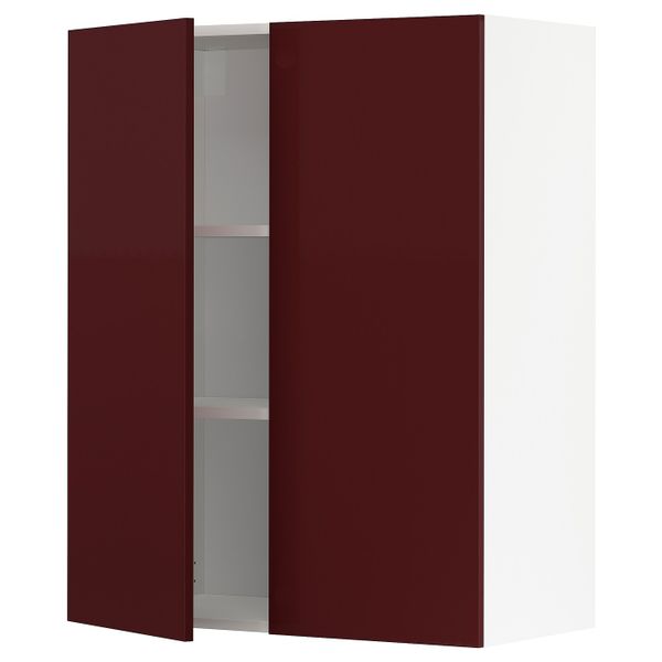 Навесной шкаф с полками/2дверцы, белый Калларп/глянцевый темный красно-коричневый 80x100 см IKEA METOD МЕТОД 693.268.88 - схема-чертеж с размерами