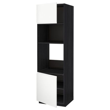 Высокий шкаф для духовки/СВЧ, 2 дверцы, полки МЕТОД, черный, Воксторп белый