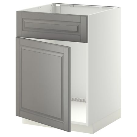 Шкаф под мойку, дверь, фасад, белый, Bodbyn серый, 60x60 см IKEA METOD МЕТОД 194.686.63