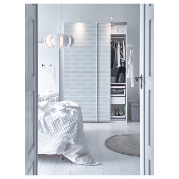 Гардероб ПАКС, белый, Иннфьорден белое стекло (150x66x236 см) - фото 4
