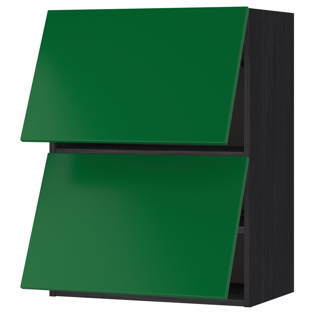 Навесной шкаф, 2 дверцы, горизонтальный МЕТОД, черный, Флэди зеленый - схема-чертеж с размерами