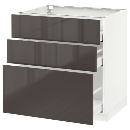 Напольный шкаф с 3 ящиками МЕТОД / МАКСИМЕРА, белый, Рингульт серый