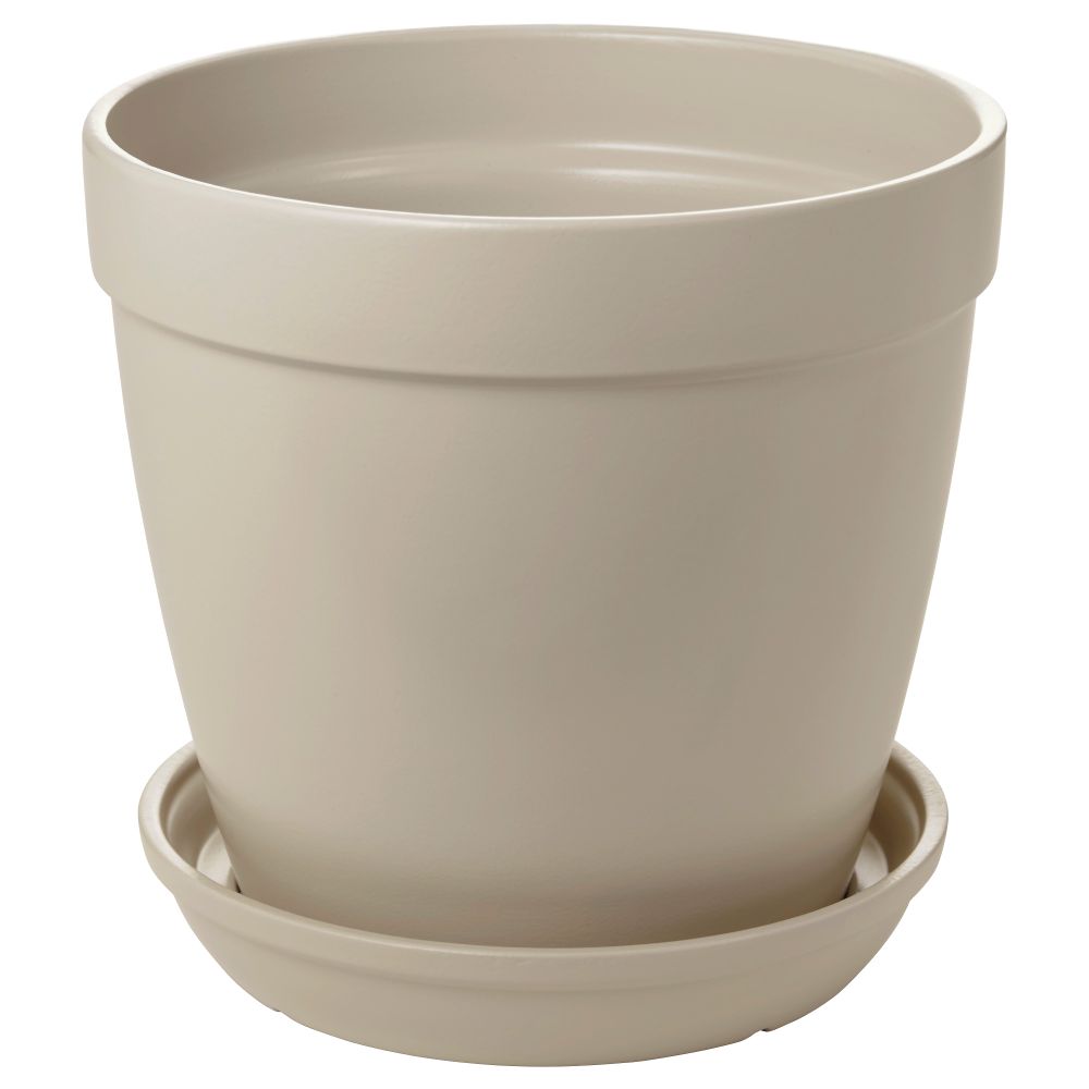 Горшок цветочный с поддоном ЮРТРОН, бежевый - фото 1