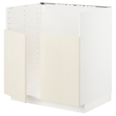 Шкаф для двойной мойки БРЕДШЁН, белый/Хитарп белый с оттенком 80x60 см IKEA METOD МЕТОД 292.988.25