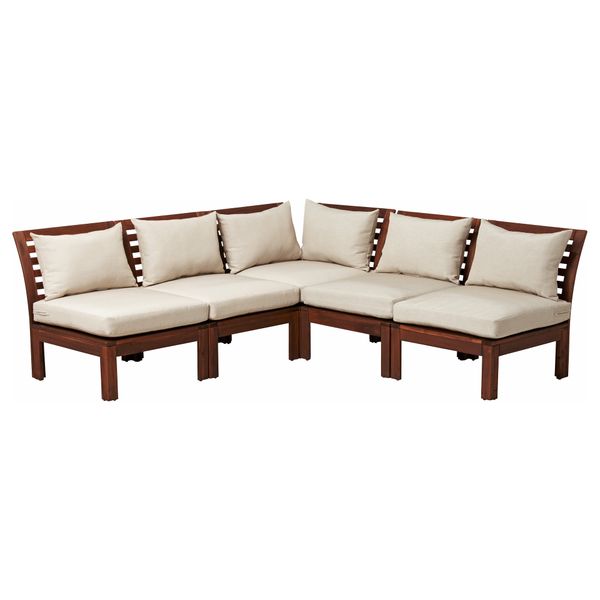 Садовый угловой диван 3 + 2 ЭПЛАРО / ХОЛЛО, коричневый коричневая морилка, бежевый (206/206x80x73 см) - фото 1