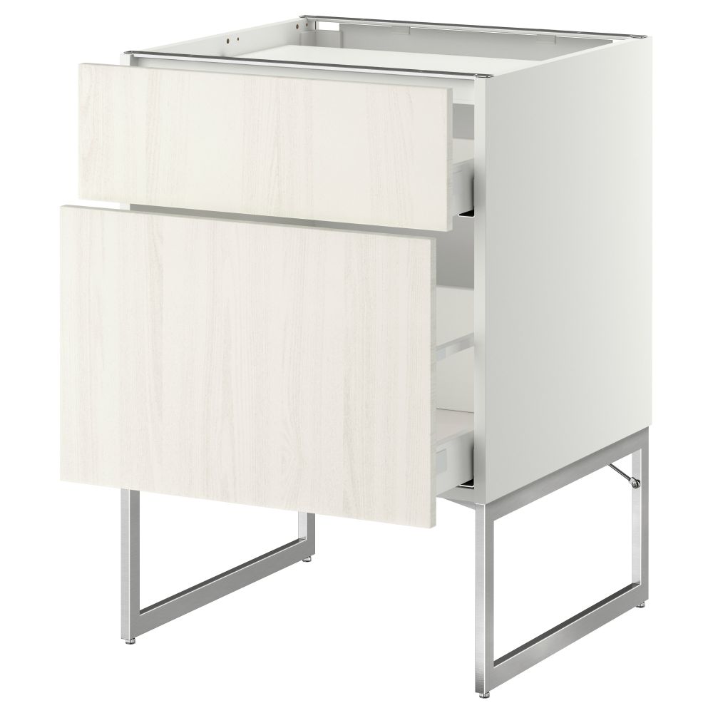 Напольный шкаф, 2 фронтальных панели, 3 ящика МЕТОД / МАКСИМЕРА, белый, Росдаль белый - схема-чертеж с размерами
