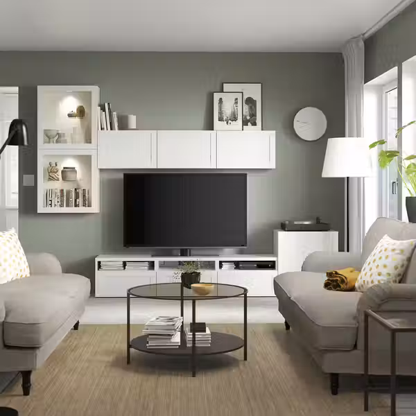 BESTÅ Шкаф для ТВ, комбин/стеклян дверцы - фото 3