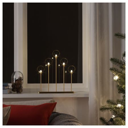 Светодиодный канделябр, 5 ламп СТРОЛА, желтая медь