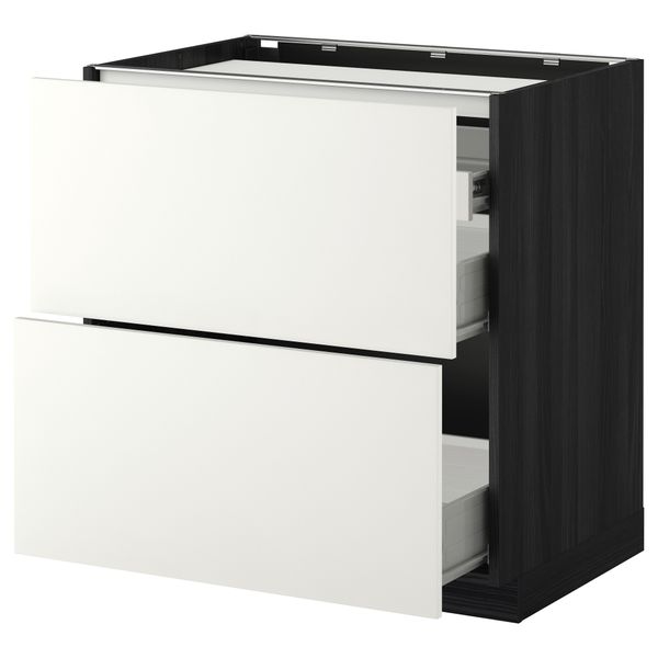 Напольный шкаф, 2 фронтальных панели, 3 ящика МЕТОД / ФОРВАРА, черный, Хэггеби белый - фото 1