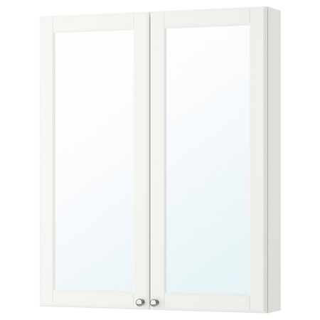 Зеркальный шкаф с 2 дверцами, Кашён белый 80x14x96 см IKEA GODMORGON ГОДМОРГОН 504.859.00