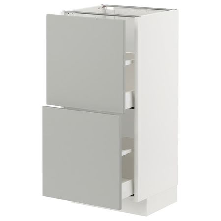 METOD / MAXIMERA Напольный шкаф с 2 ящиками - белый/Havstorp светло-серый 40x37 см