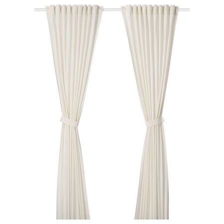 Гардины с прихватом, 2 шт., белый 145x300 см IKEA AMILDE АМИЛЬДЭ 304.279.30