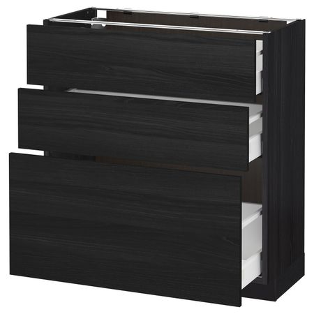 Напольный шкаф с 3 ящиками, черный, Тингсрид черный 80x37 см IKEA МЕТОД / МАКСИМЕРА 592.361.62