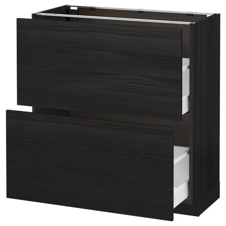 Напольный шкаф с 2 ящиками, черный, Тингсрид черный 80x37 см IKEA МЕТОД / МАКСИМЕРА 492.359.69