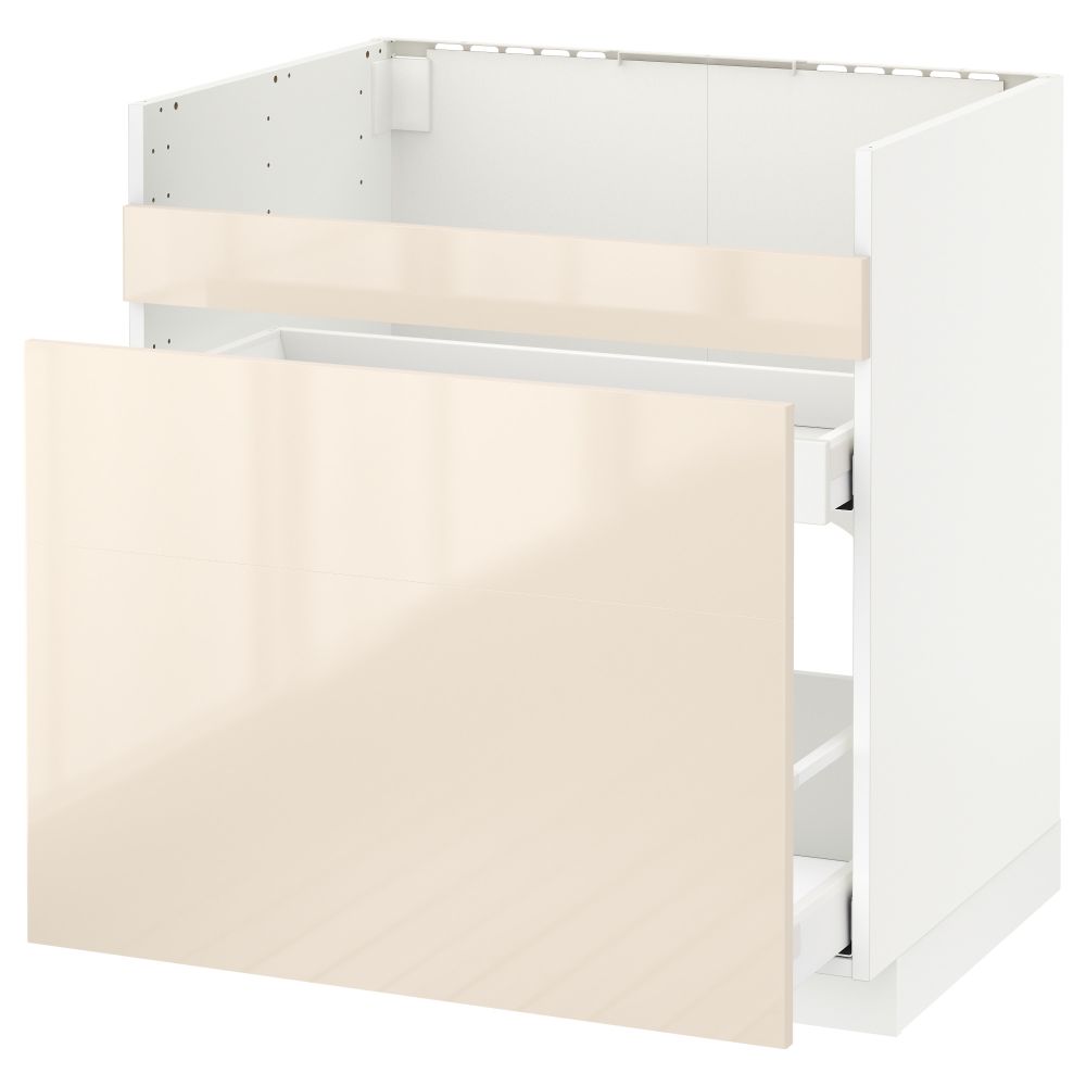 Напольный шкаф под мойку ДУМШЁ, 3 фасада, 2 ящика МЕТОД / МАКСИМЕРА, белый, Рингульт кремовый - схема-чертеж с размерами