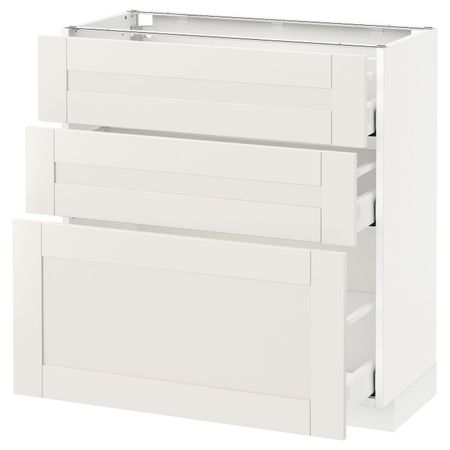 Напольный шкаф с 3 ящиками, белый/Сэведаль белый 80x37 см IKEA METOD МЕТОД / MAXIMERA МАКСИМЕРА 792.387.73