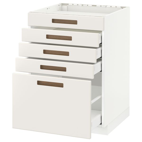 Напольный шкаф для варочной панели, 5 фасадов, 4 ящиков МЕТОД / МАКСИМЕРА, белый, Мэрста белый - схема-чертеж с размерами