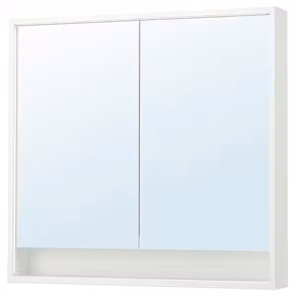 FAXÄLVEN Зеркальный шкаф с подсветкой - белый 100x15x95 см - фото 1