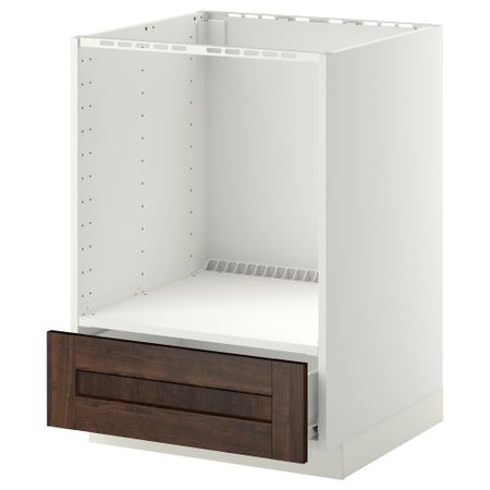Напольный шкаф для духовки, с ящиком МЕТОД / ФОРВАРА, белый, Эдсерум коричневый (60x60 см)