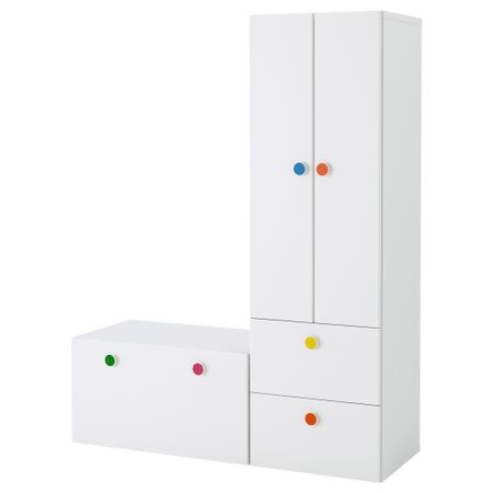 Комбинация для хранения со скамьей СТУВА / ФОЛЬЯ, белый (150x50x192 см)