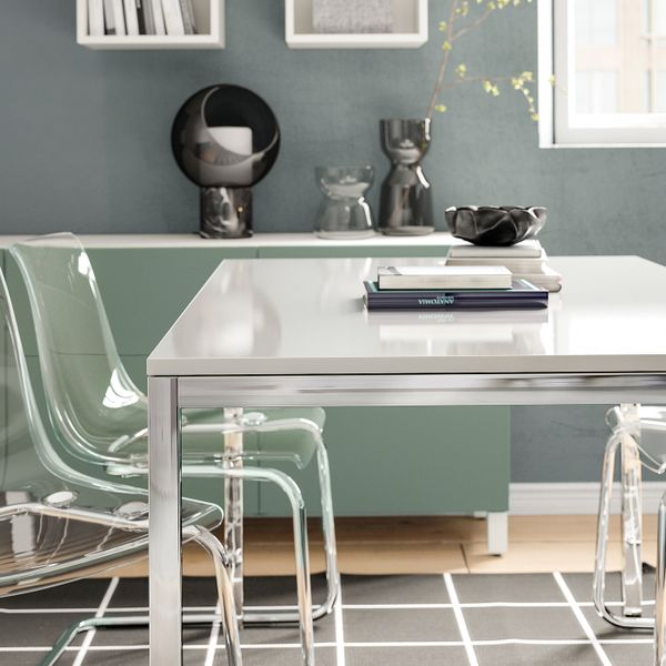 Стол, хромированный/глянцевый белый 135x85 см IKEA TORSBY ТОРСБИ 692.271.76 - фото 6