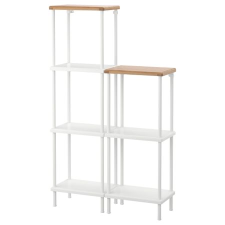 Стеллаж ДИНАМ, белый, рисунок бамбука