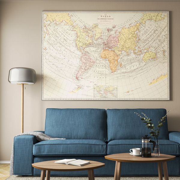 Картина с рамой, Историческая карта, 1881/цвет алюминия 200x140 см IKEA BJÖRKSTA БЬЁРКСТА 293.847.24 - фото 2