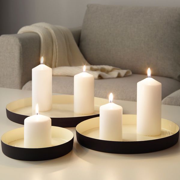 Тарелка для свечи, 3 шт., слоновая кость, черный IKEA ГЛИТРИГ 904.100.74 - схема-чертеж с размерами