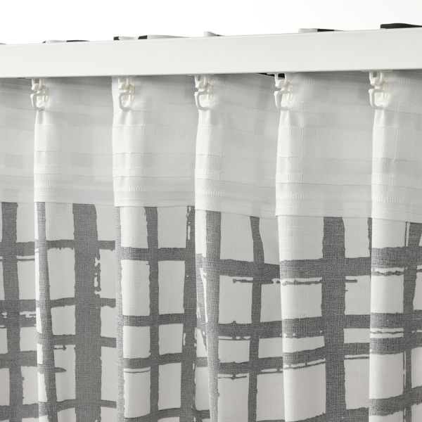 Гардины, 2 шт., белый, черный, 145x300 см IKEA GRÖNKATTFOT 905.830.98 - фото 4
