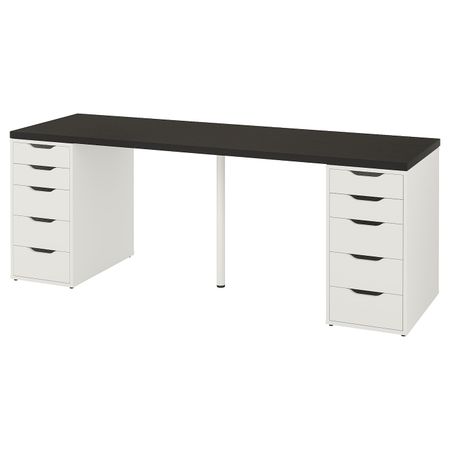 Стол, черно-коричневый/белый 200x60 см IKEA LINNMON ЛИННМОН / ALEX АЛЕКС 692.791.70