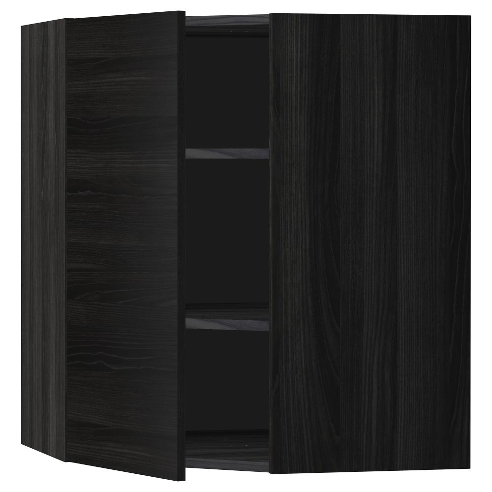 Угловой навесной шкаф с полками МЕТОД, черный, Тингсрид черный - схема-чертеж с размерами