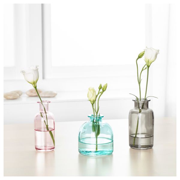 Набор ваз, 3 штуки СОММАР 2018, бирюзовый/серый, розовый - фото 2