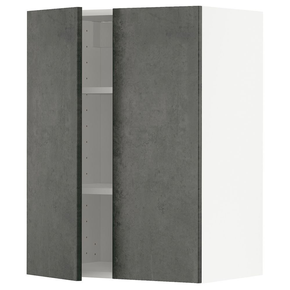 Навесной шкаф с полками/2дверцы, белый/кальхюттан под темно-серый бетон 60x80 см IKEA METOD МЕТОД 294.413.24 - схема-чертеж с размерами