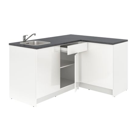 Угловая кухня, 183x182x91 см, глянцевый, белый IKEA KNOXHULT КНОКСХУЛЬТ 794.169.25