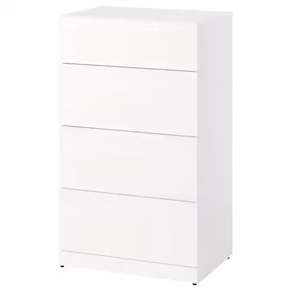 LASTARE ЛАСТАРЕ Комод с 4 ящиками - белый 60x42x100 см - фото 1