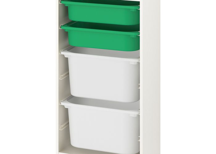 Комбинация для хранения + контейнеры, белый, зеленый белый, 46x30x94 см IKEA TROFAST ТРУФАСТ 793.376.31