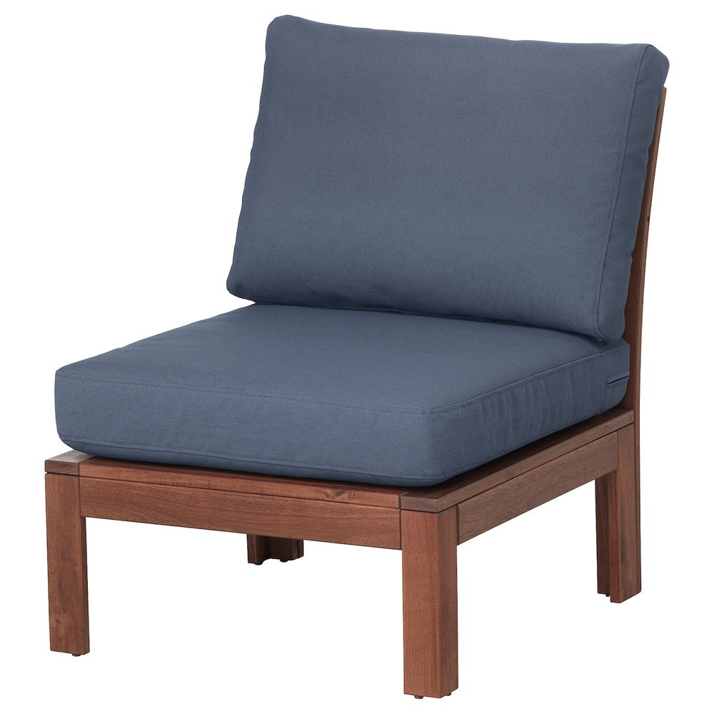 Садовое легкое кресло, коричневая морилка/ФРЁСЁН/ДУВХОЛЬМЕН синий 63x80x84 см IKEA ÄPPLARÖ ЭПЛАРО 492.599.79 - фото 1