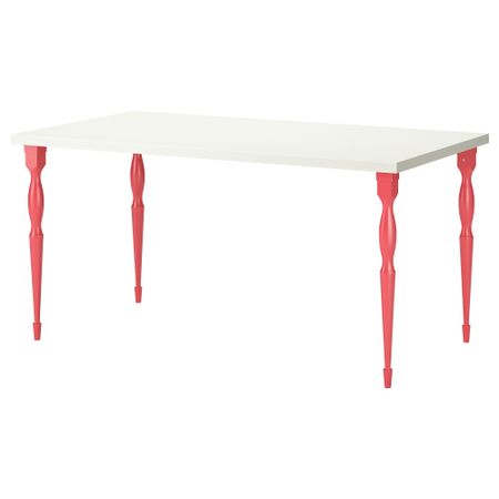 Стол ЛИННМОН / НИПЕН, белый, красный (150x75 см)