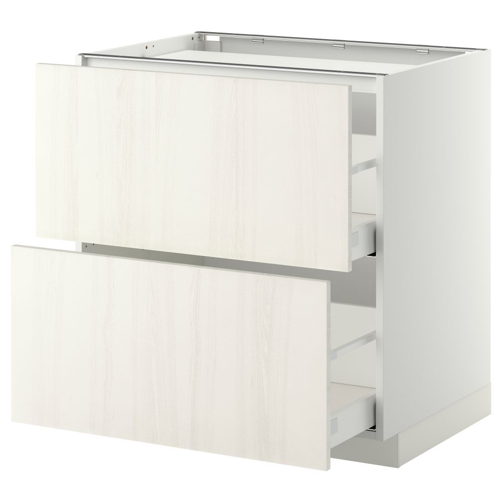 Напольный шкаф, 2 фронтальных панели, 3 ящика МЕТОД / МАКСИМЕРА, белый, Росдаль белый - схема-чертеж с размерами