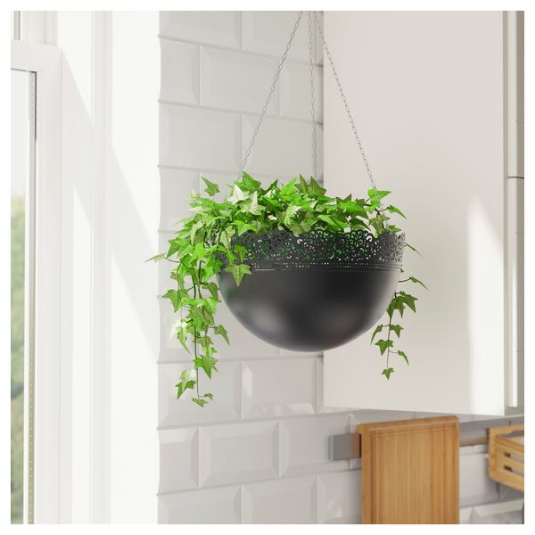 Кашпо подвесное СКУРАР, д/дома/улицы, черный (30 см) - фото 2
