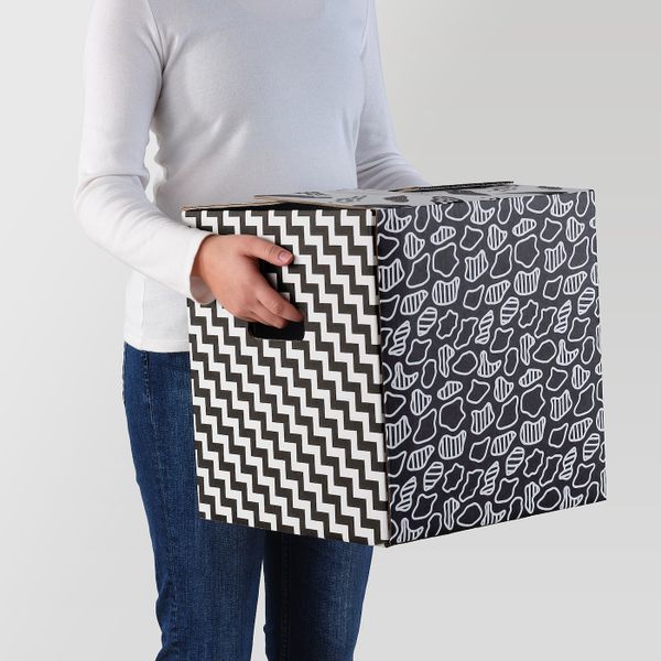 Упаковочная коробка, белый/черный, 33x33x35 см IKEA ОМБЮТЕ 904.466.62 - фото 2